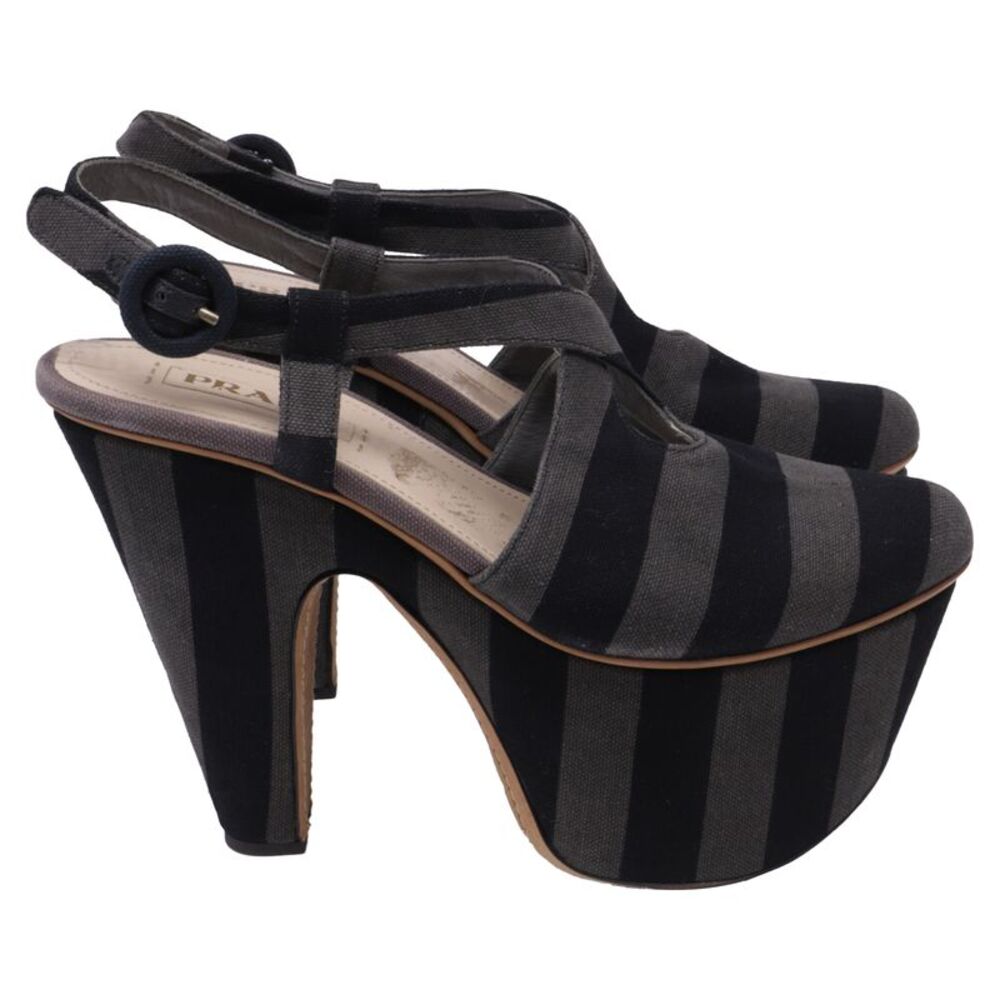 Prada Platform Sandals in Multicolor Canvas